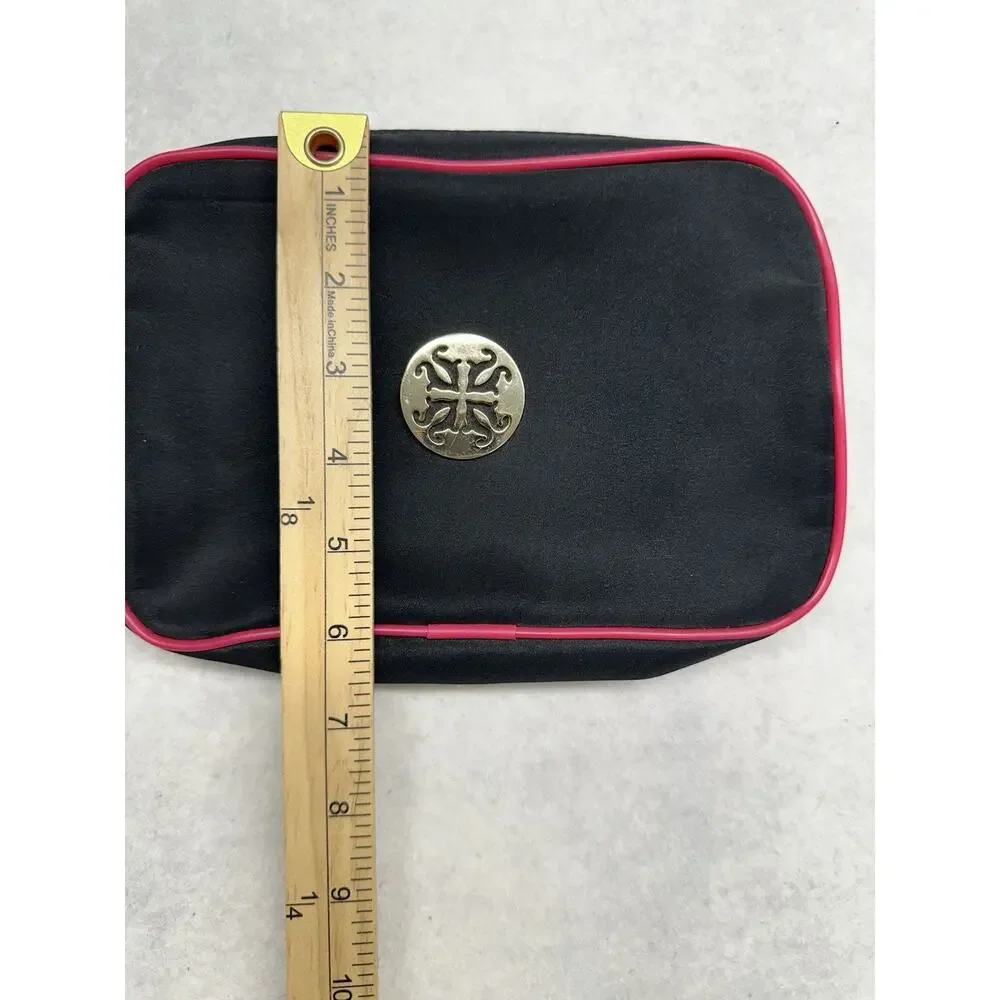 Rustic Cuff Large Cosmetic Bag Storage Travel Black Red Trim Gold Logo